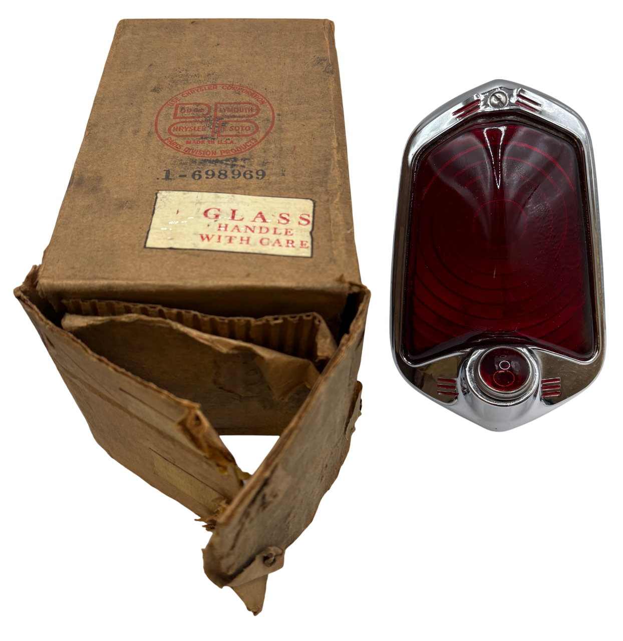 New Old Stock Taillight Lamp Assembly for 1939 Dodge Deluxe Models Mopar #698969
