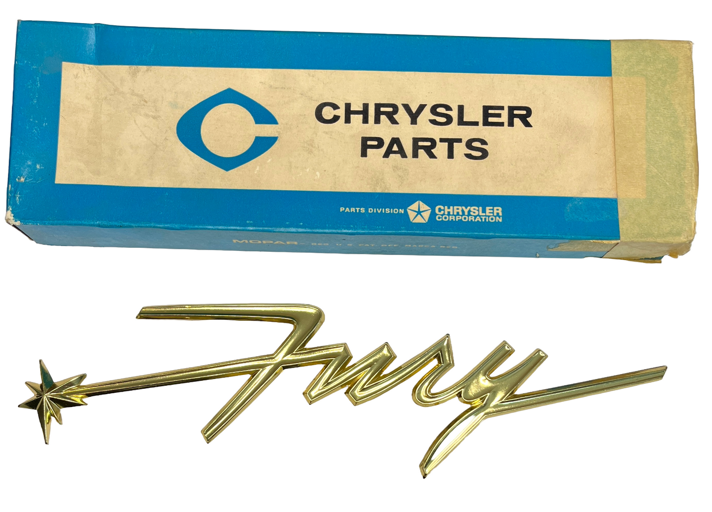 New Old Stock Right Hand Front Fender Nameplate For 1960 Plymouth Fury #2196160