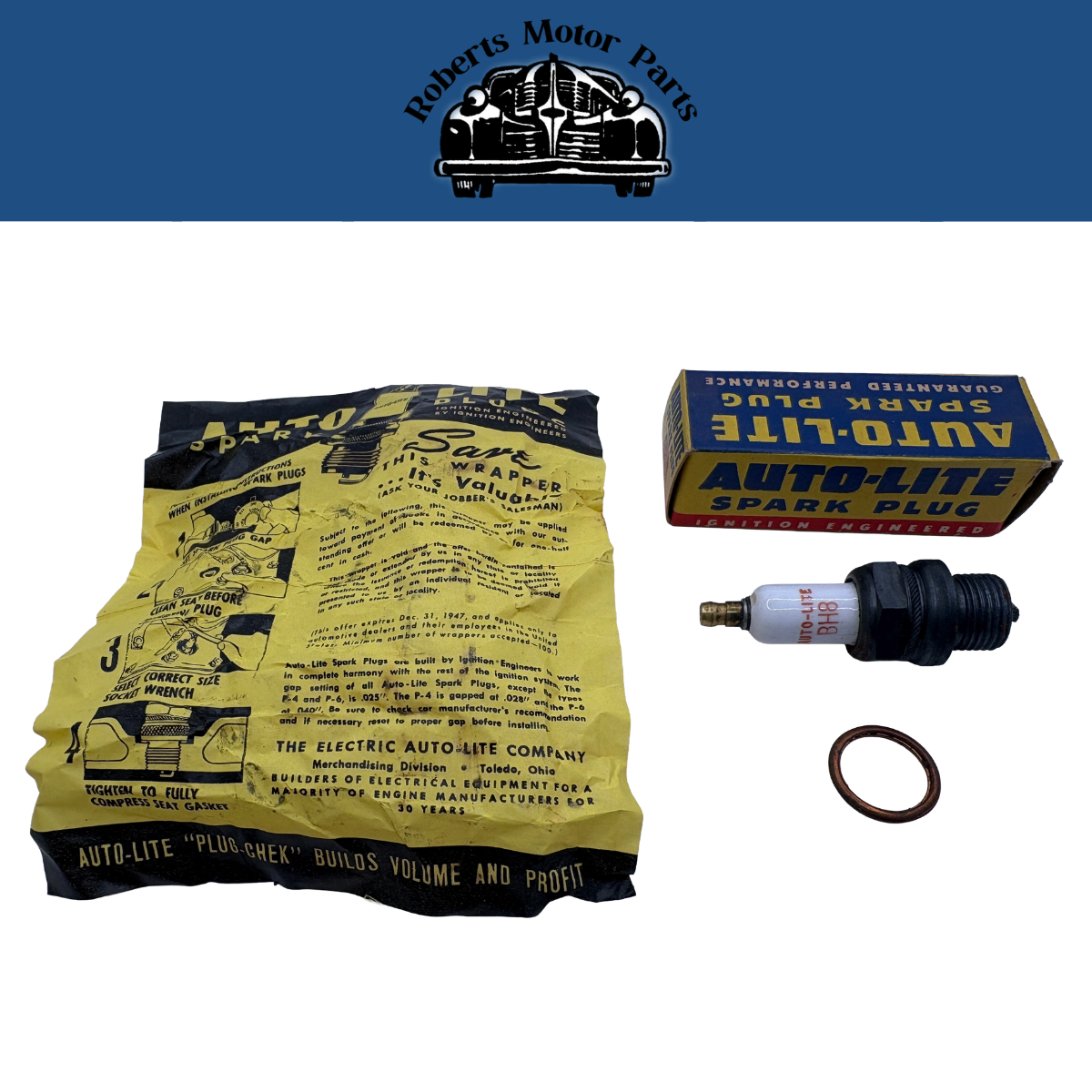 New Old Stock Autolite Spark Plug BH-8 18mm