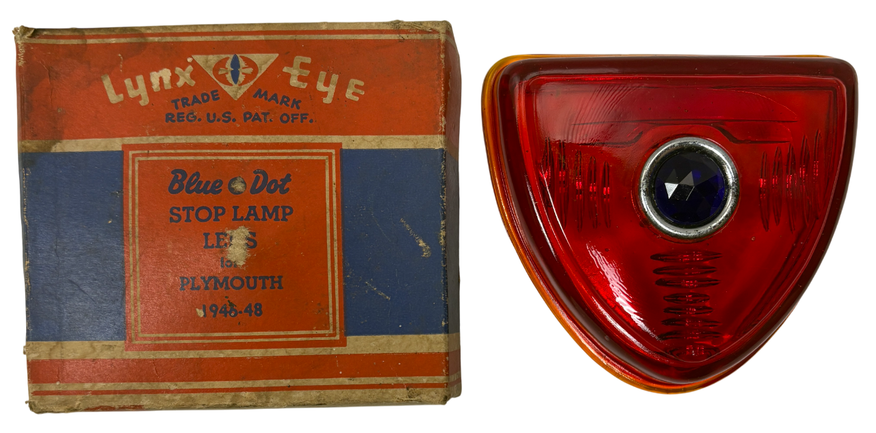 New Old Stock Lynx Eye Blue Dot Tail Light Lens for 1946-48 New Old Stock Lynx Eye Blue Dot Tail Light Lens for 1946-48
