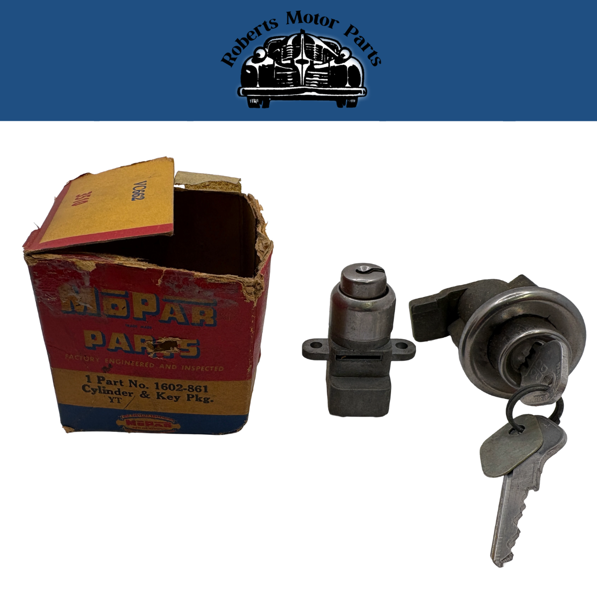 NOS Deck Lid & Glove Box Door Lock Cylinder & Keys For 1955-1956 Mopar #1602861