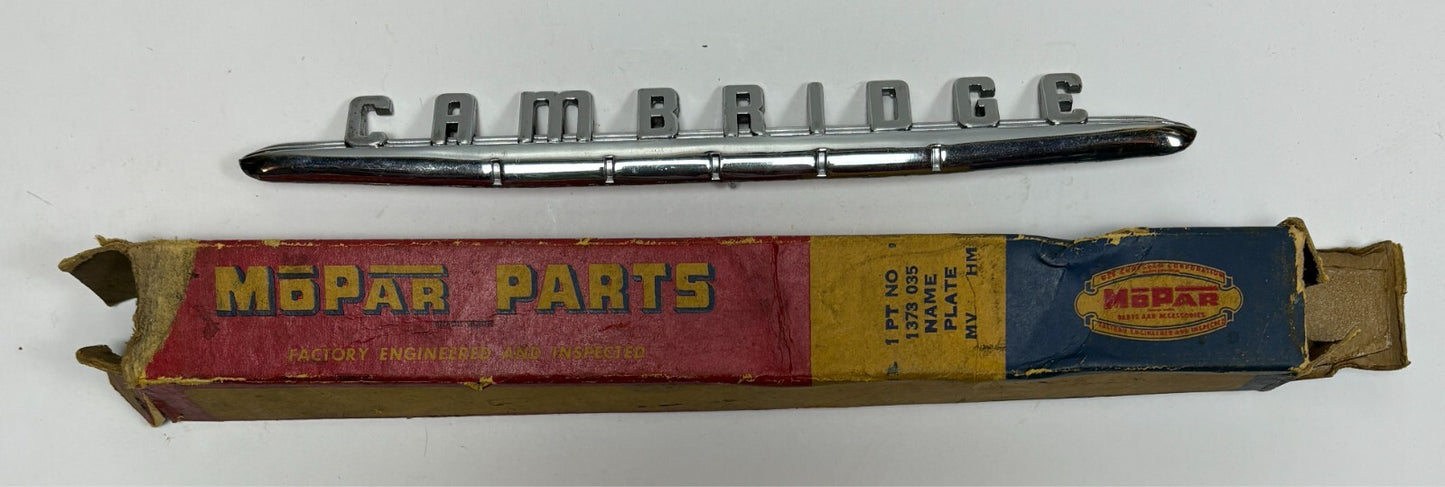 New Old Stock Fender Nameplate for 1951 Cambridge Models Mopar #1373035