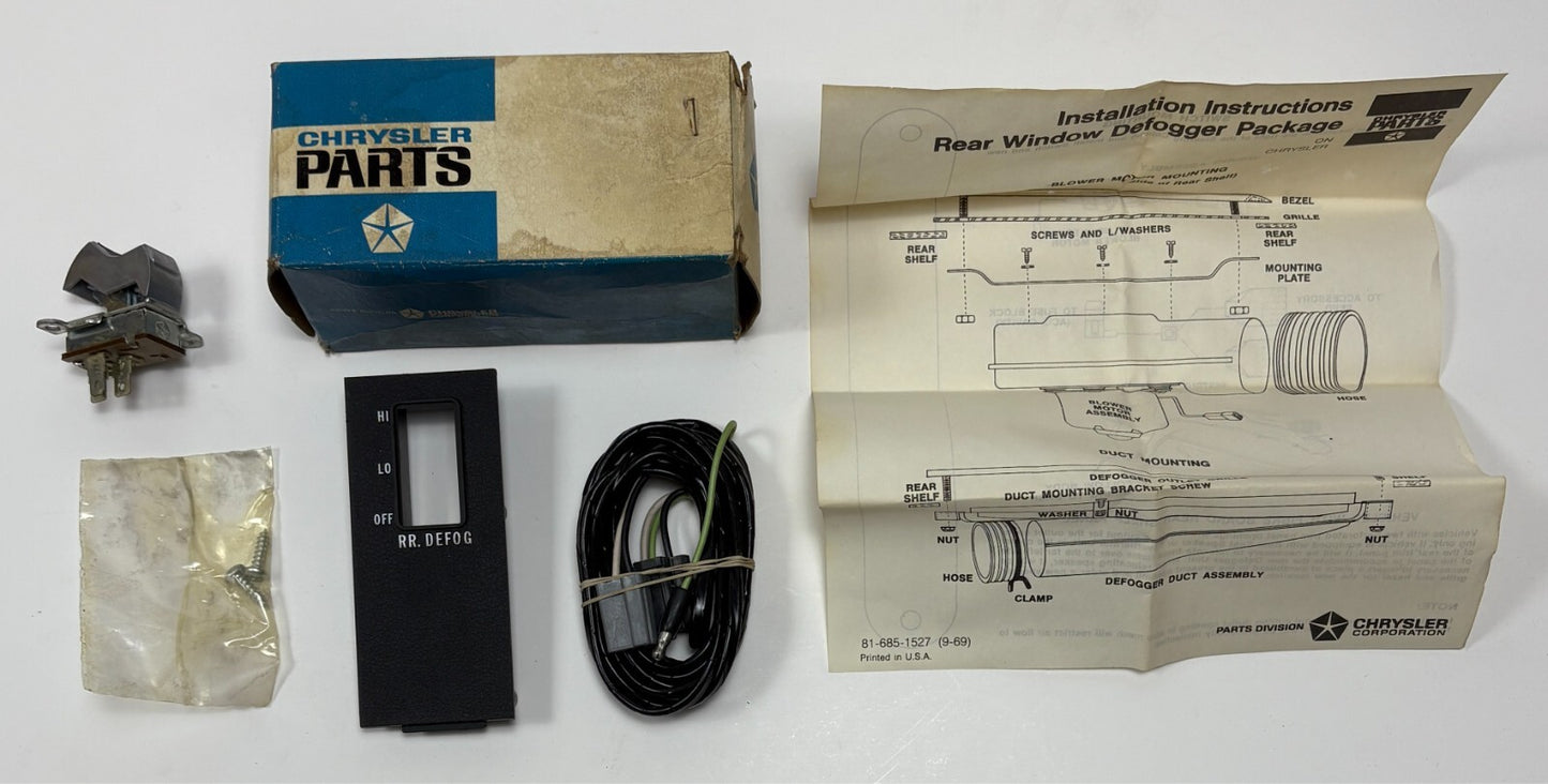 New Old Stock Rear Defogger Package for 1971-73 Chrysler Models Mopar #3579235
