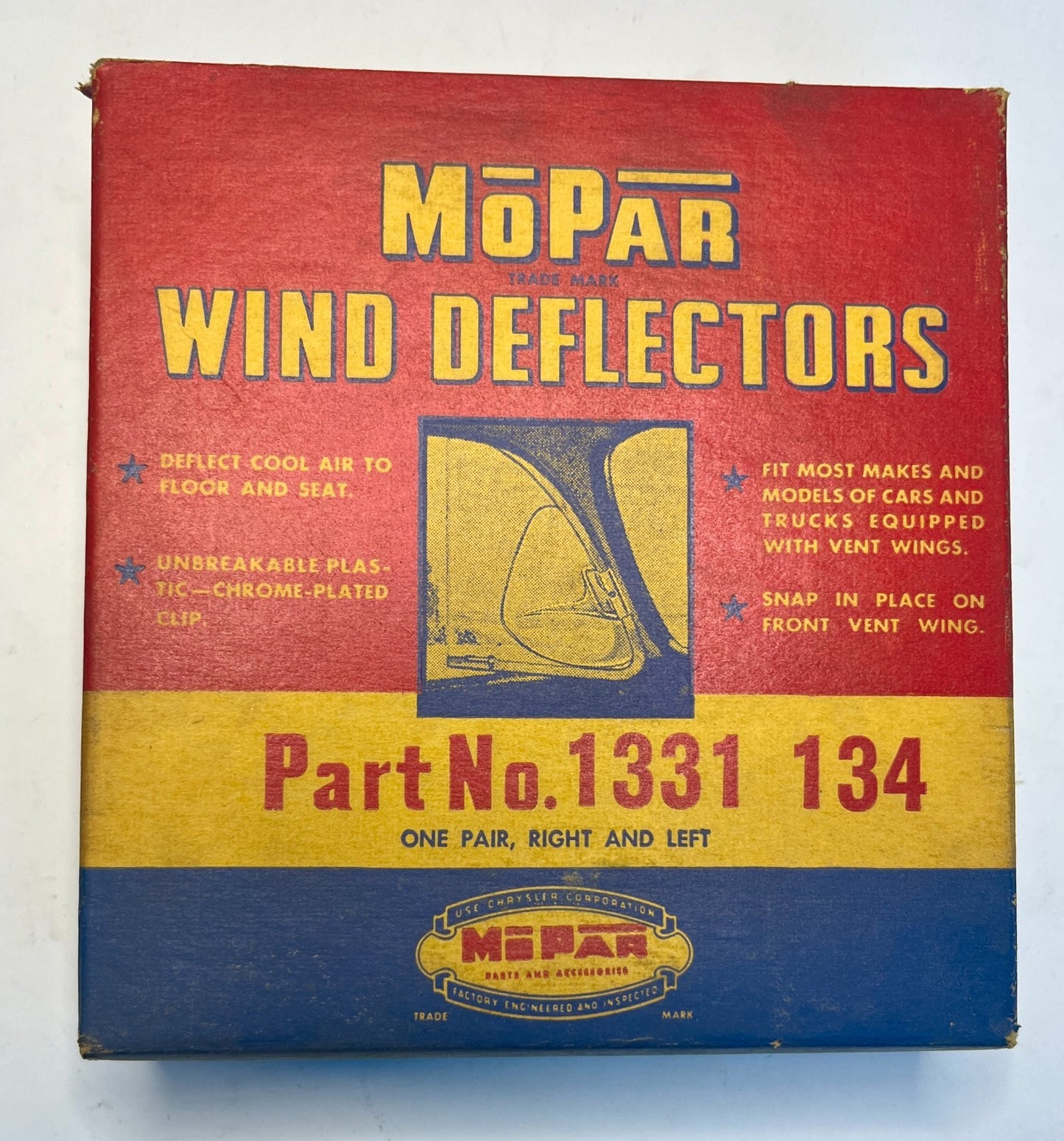 New Old Stock Window Wind Deflectors for 1937-1954 Chrysler Models #1331134
