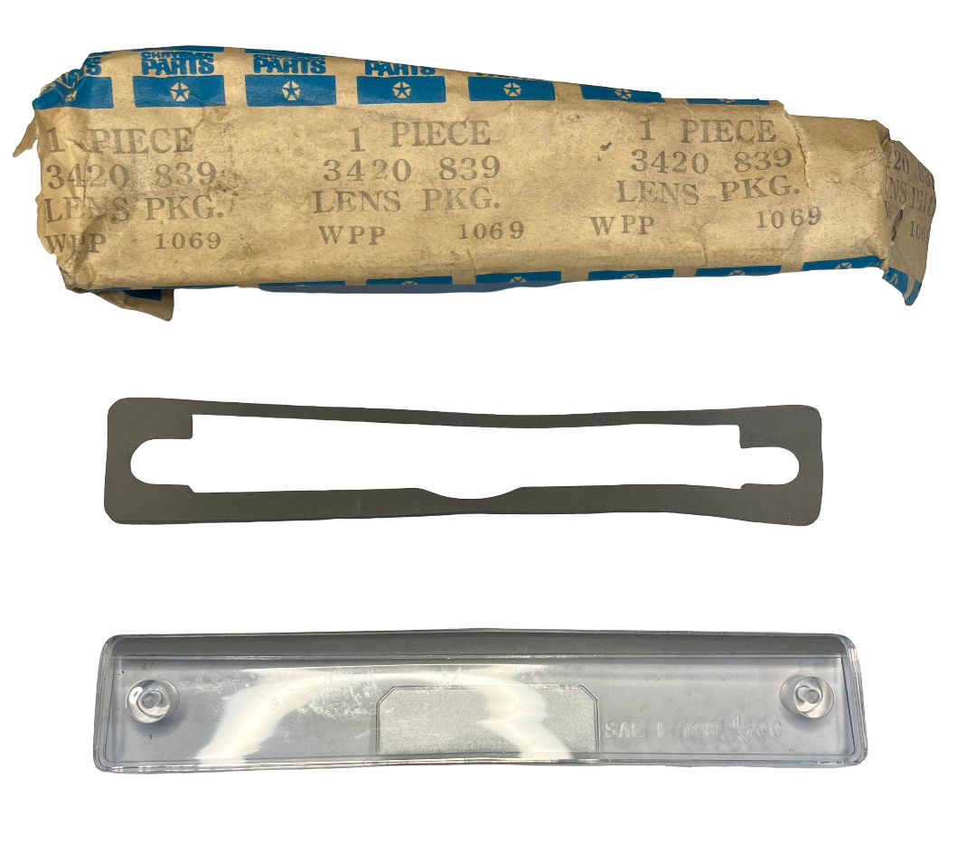 New Old Stock License Lamp Lens & Gasket Package For Plymouth Barracuda #3420839