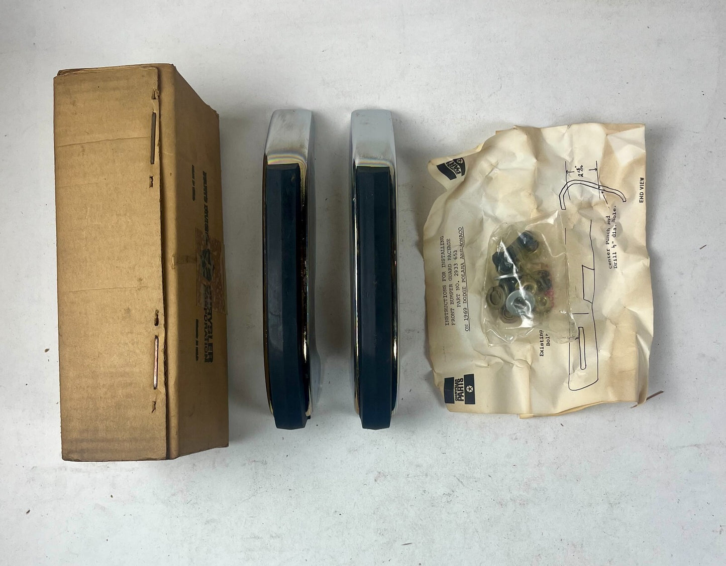 New Old Stock Front Bumper Guard Pkg For 1969 Dodge Models Mopar #2933653