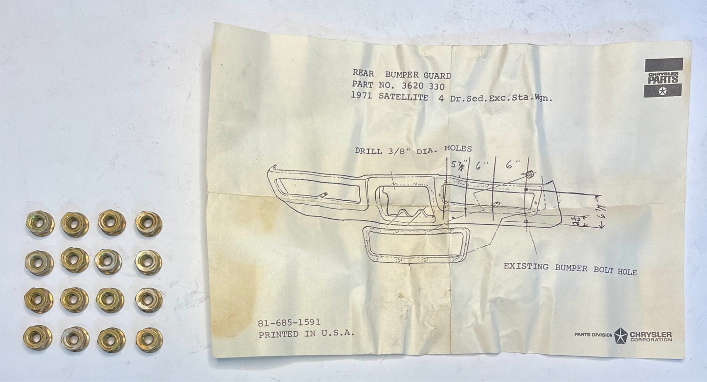 New Old Stock Rear Bumper Guard Package for 1971 Satellite Models #3620330
