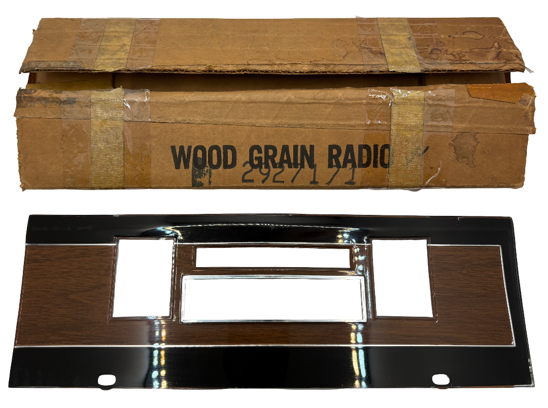 New Old Stock Woodgrain Radio Face Plate Bezel 1968-69 GTX Coronet R/T #2927171