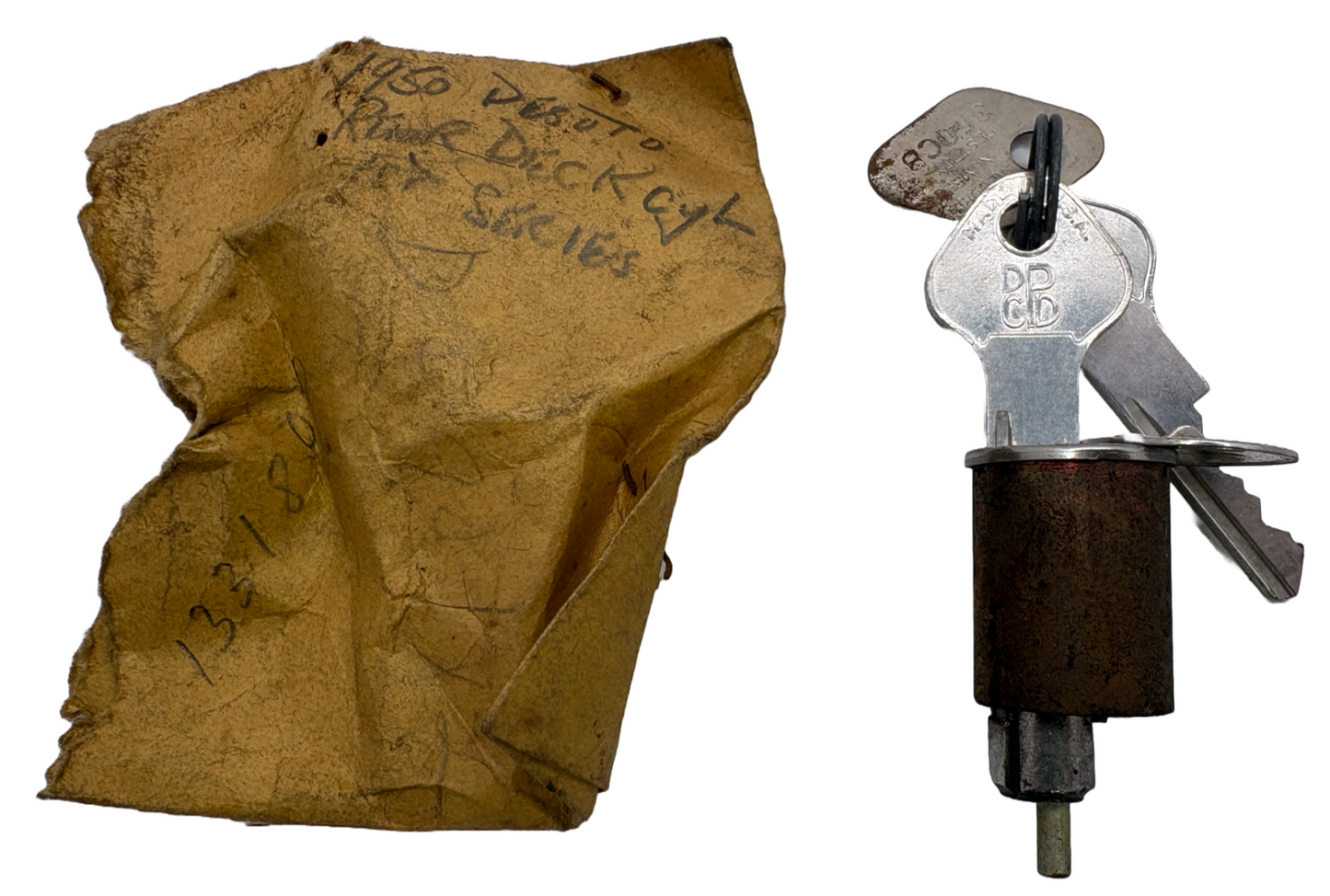 New Old Stock Deck Lid Lock Cylinder & Key For 1950 DeSoto Models #1331800