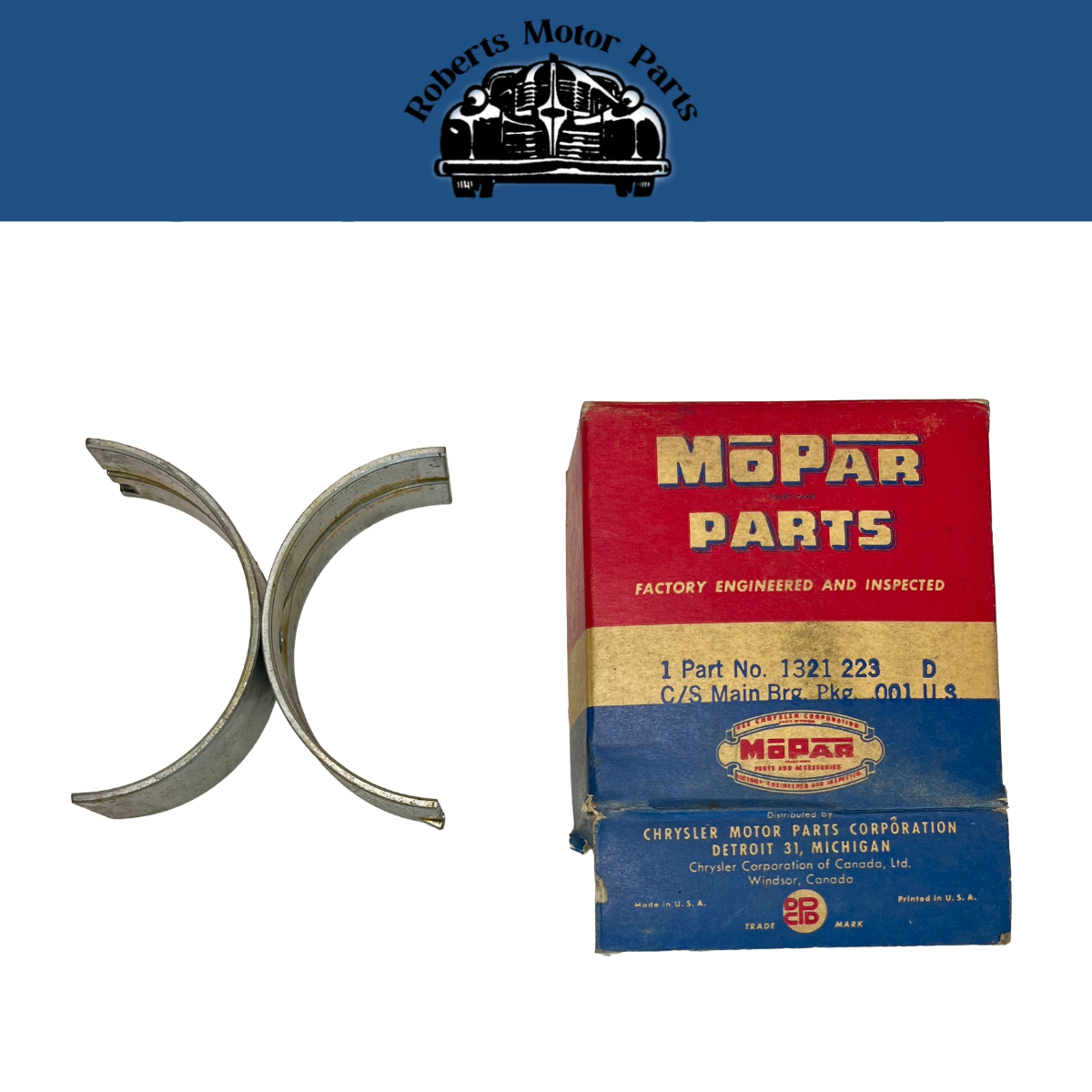 New Old Stock Mopar #1 #2 #4 Main Bearing .001 US 1951-1954 Chrysler V8 #1321223