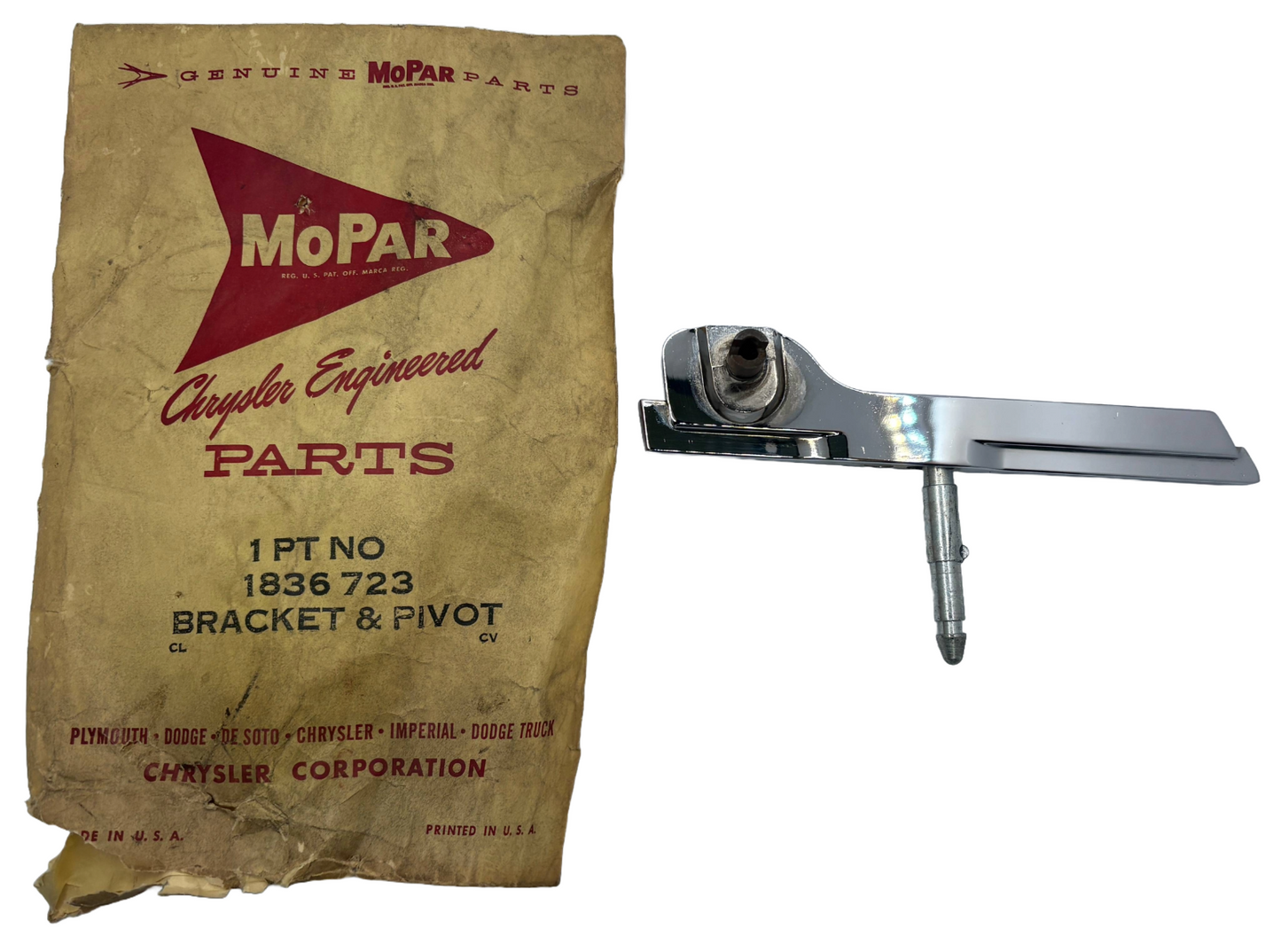 New Old Stock Vent Wing Bracket & Pivot for 1957-59 Mopar Models #1836723