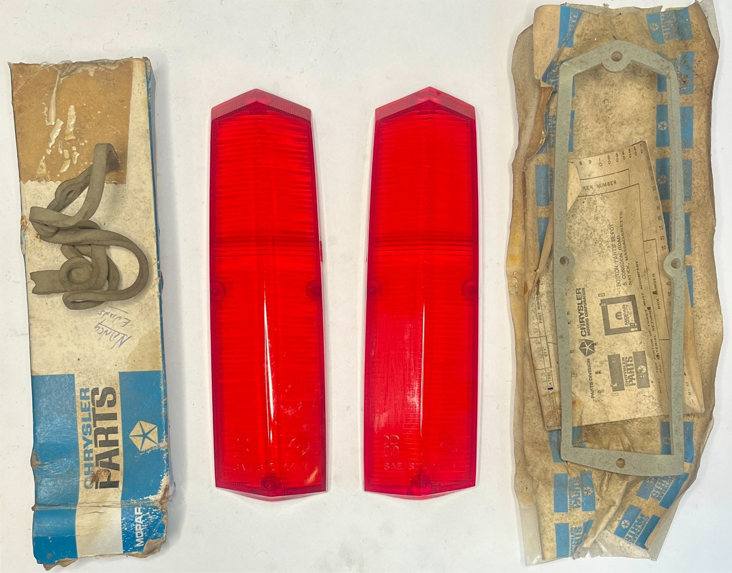 New Old Stock Taillight Lenses for 1964 Plymouth Valiants #2525275 & #2525276