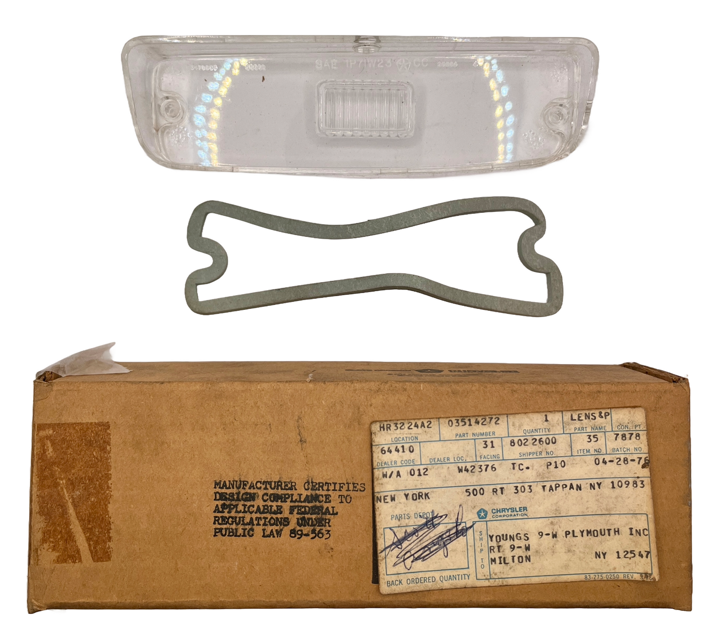 New Old Stock Right Park Lens for 1971-74 Dodge Charger Models Mopar #3514272