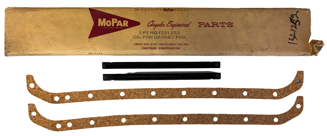 New Old Stock Oil Pan Gasket Package for 1951-54 Chrysler 8 Cylinder #1321252