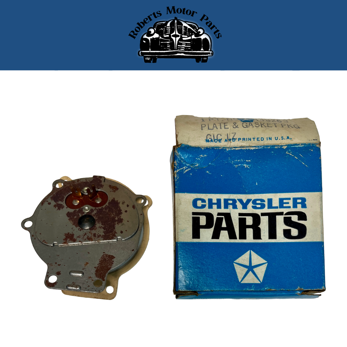New Old Stock Single Speed Wiper Motor Plate & Gasket 1963-1964 Mopar #2448263