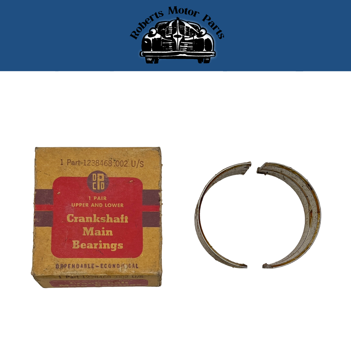 NOS No. 3 Crankshaft Main Bearing Pair .002 U/S 1934-50 Chrysler 8 Cyl #1238468