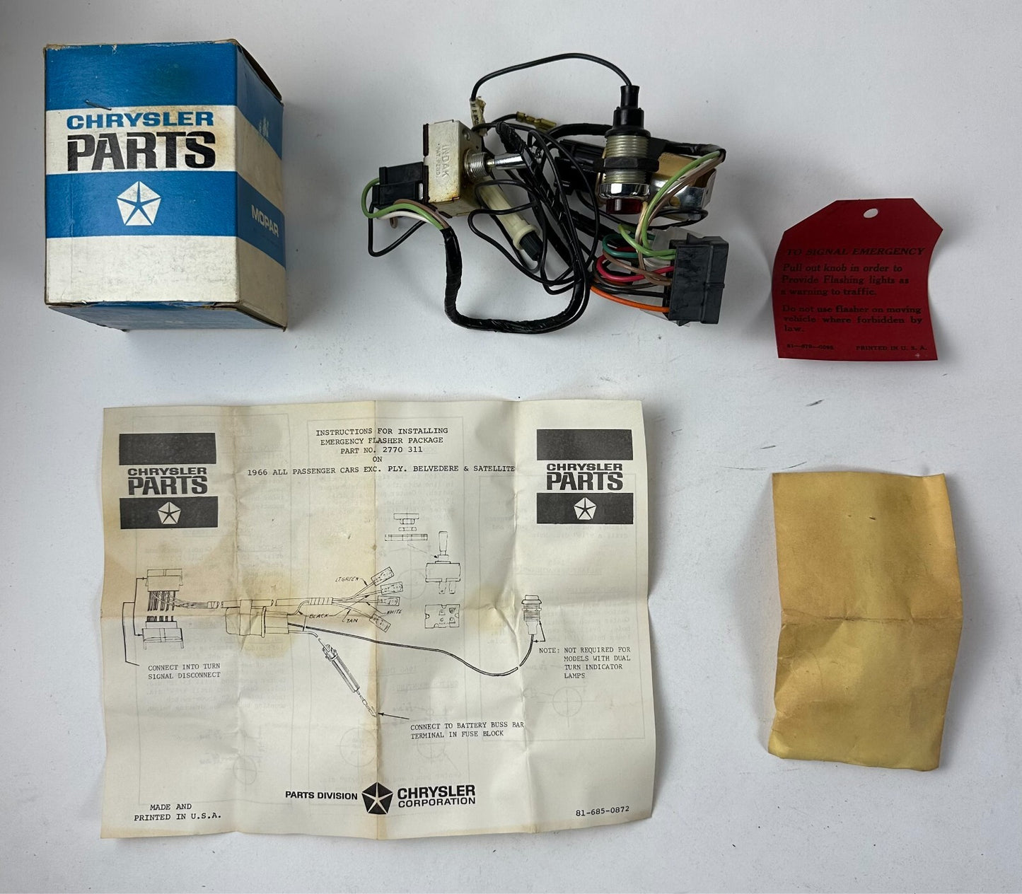 NOS Mopar Emergency Flasher Package All 1966 Models #2770311