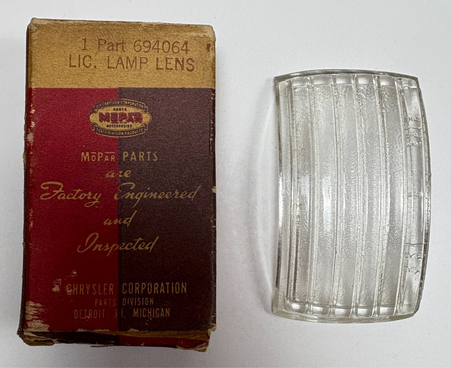 New Old Stock License Lens for 1939 Plymouth Models Mopar #694064
