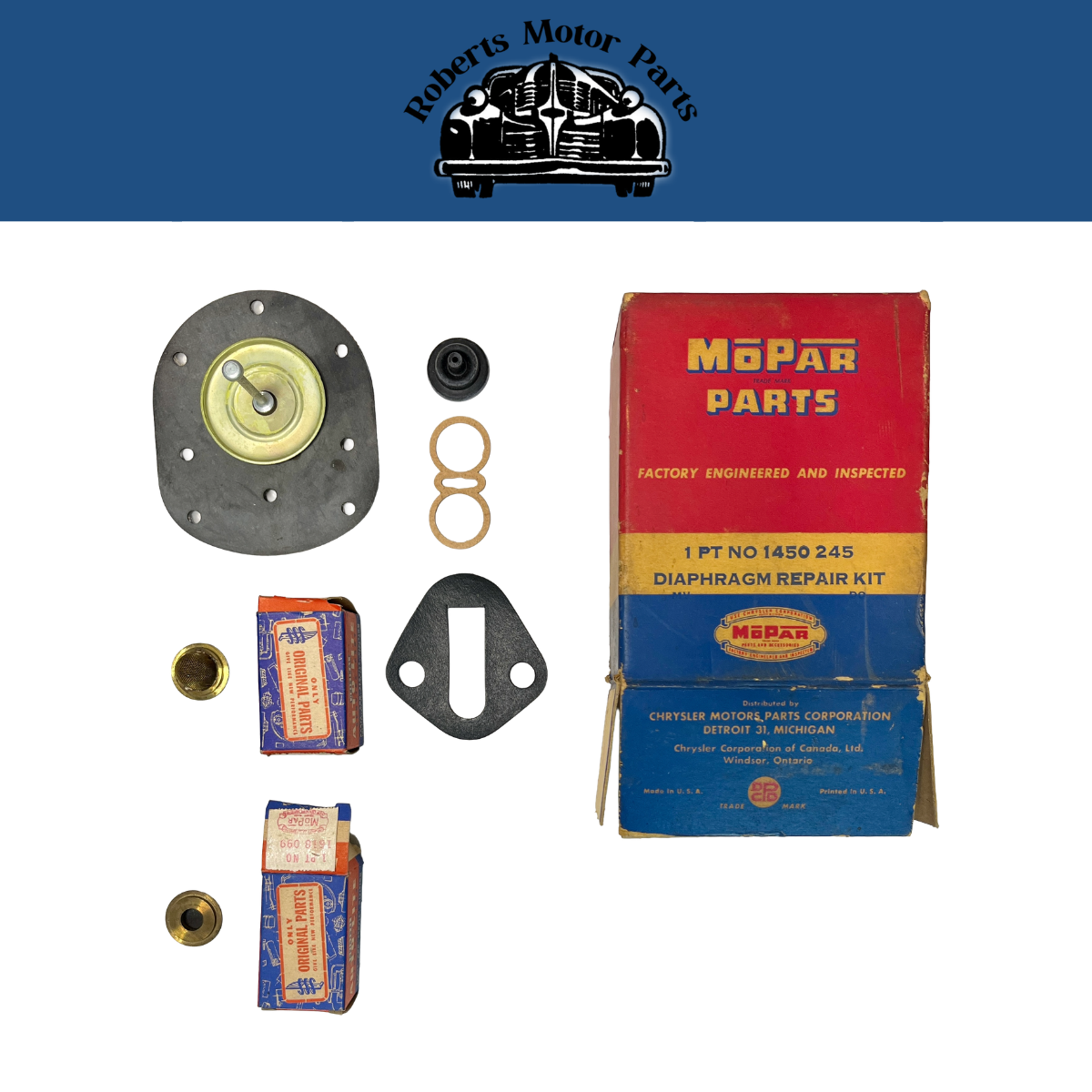 New Old Stock Fuel Pump Diaphragm Repair Kit For 1953-1955 Mopar 8 Cyl #1450245