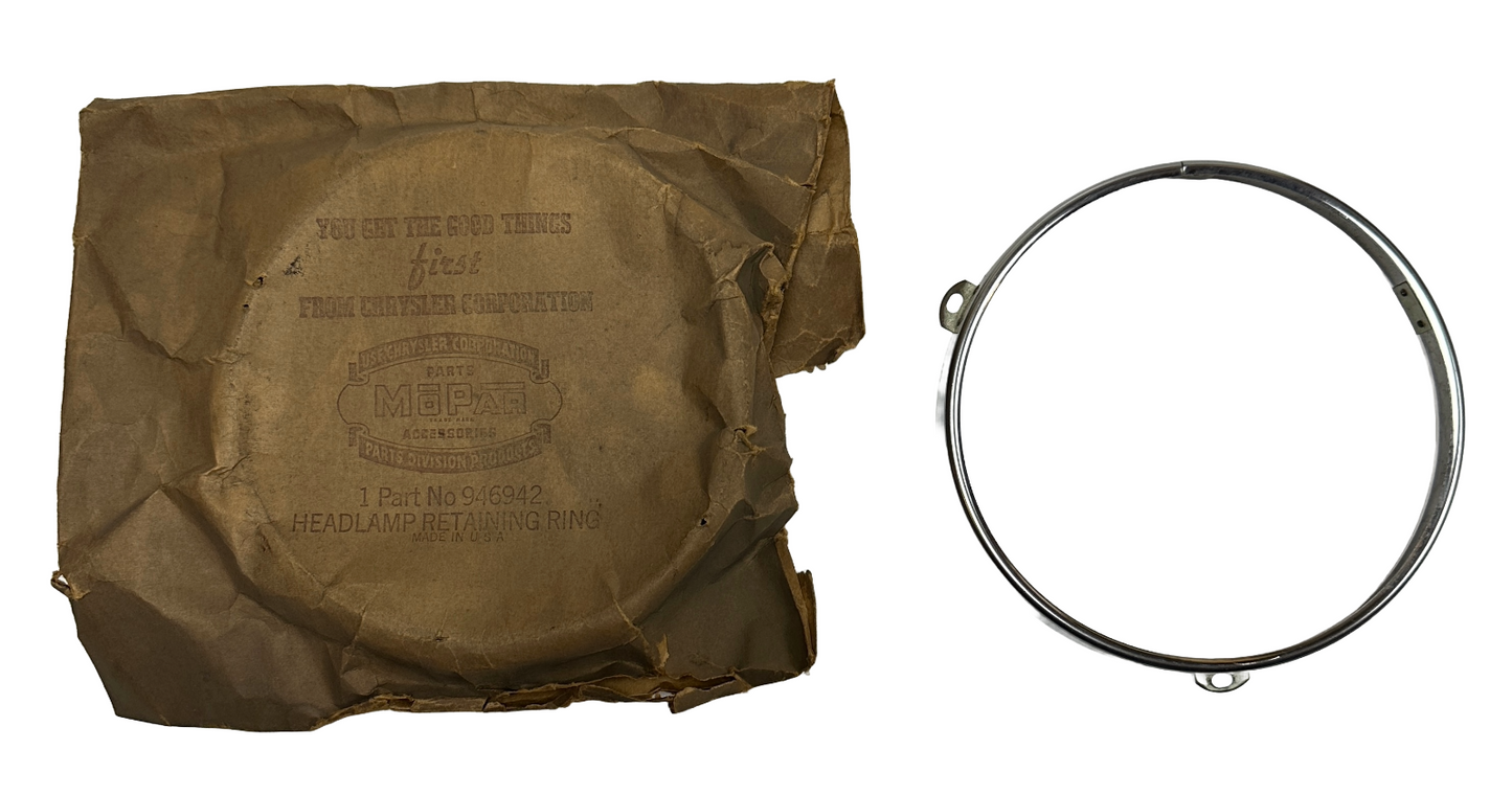 New Old Stock Headlight Retainer Ring for 1942-57 Mopar Models #946942