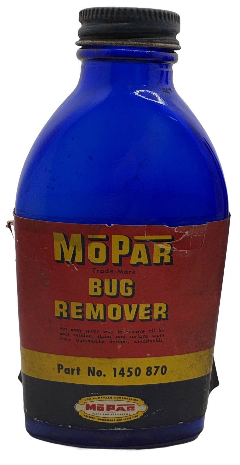 New Old Stock Mopar Bug Remover Blue Glass Bottle Set #1450870