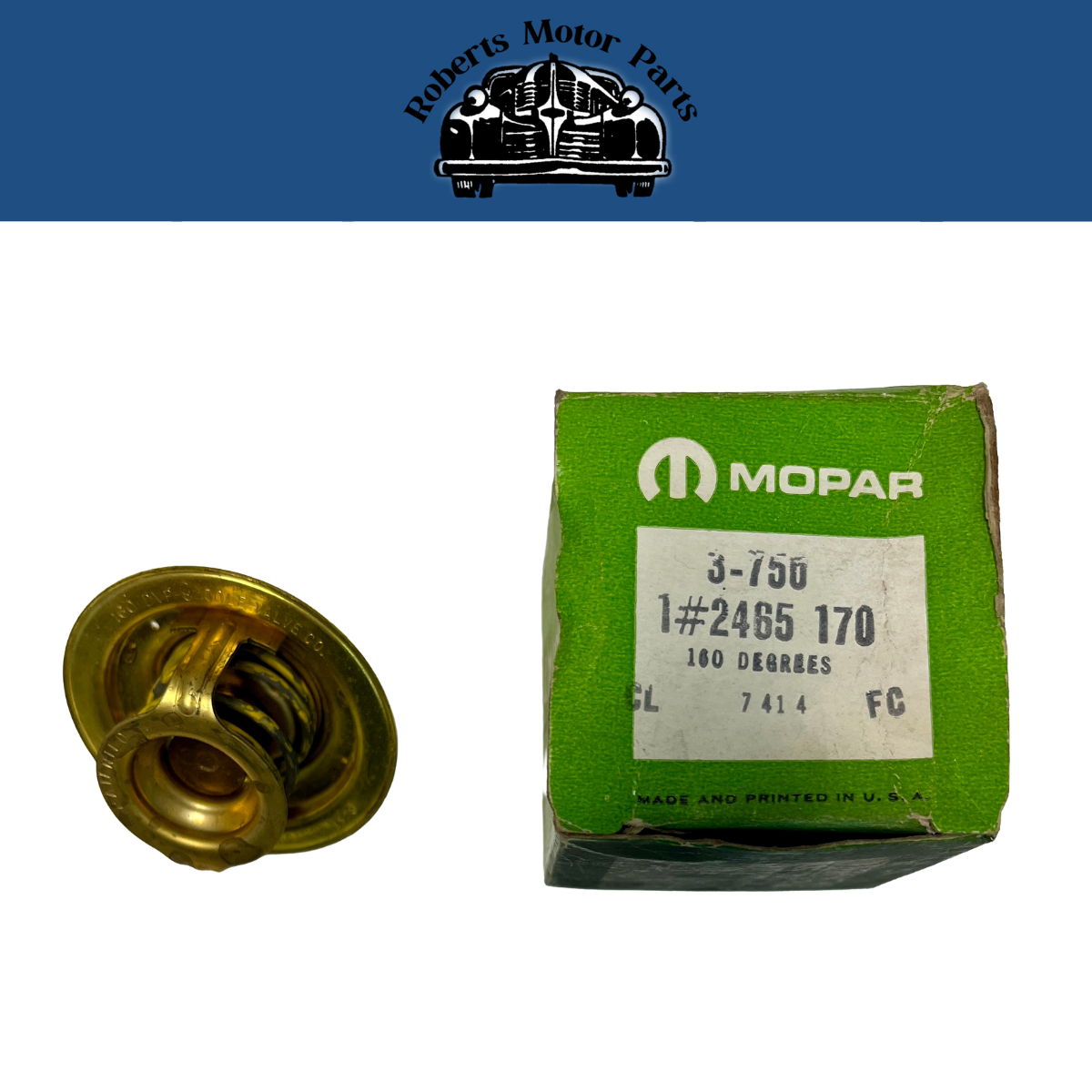 New Old Stock 160 Degree Thermostat For 1960-67 Mopar 6 Cylinder Models #2465170