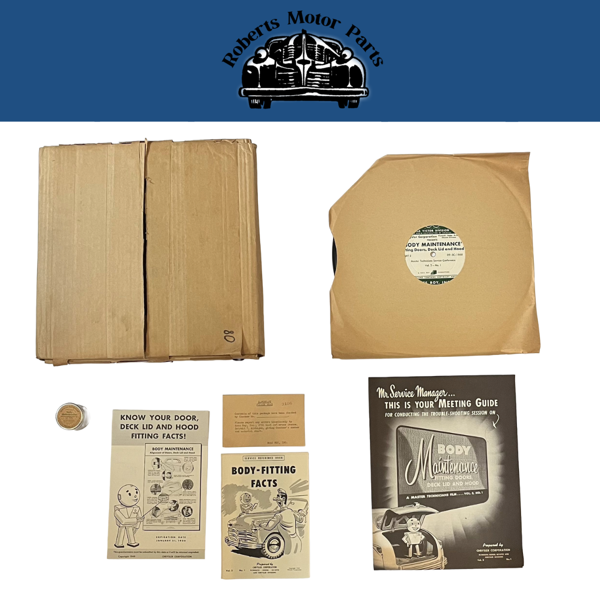 New Old Stock Informational Record "Body Maintenance Fitting Doors" Ross Roy