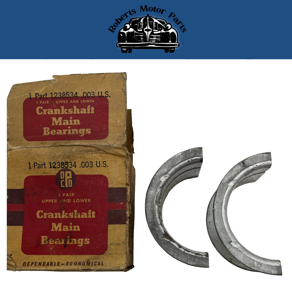 New Old Stock Main Bearing Pair .003 Undersized 1934-59 Plymouth Dodge #1238534