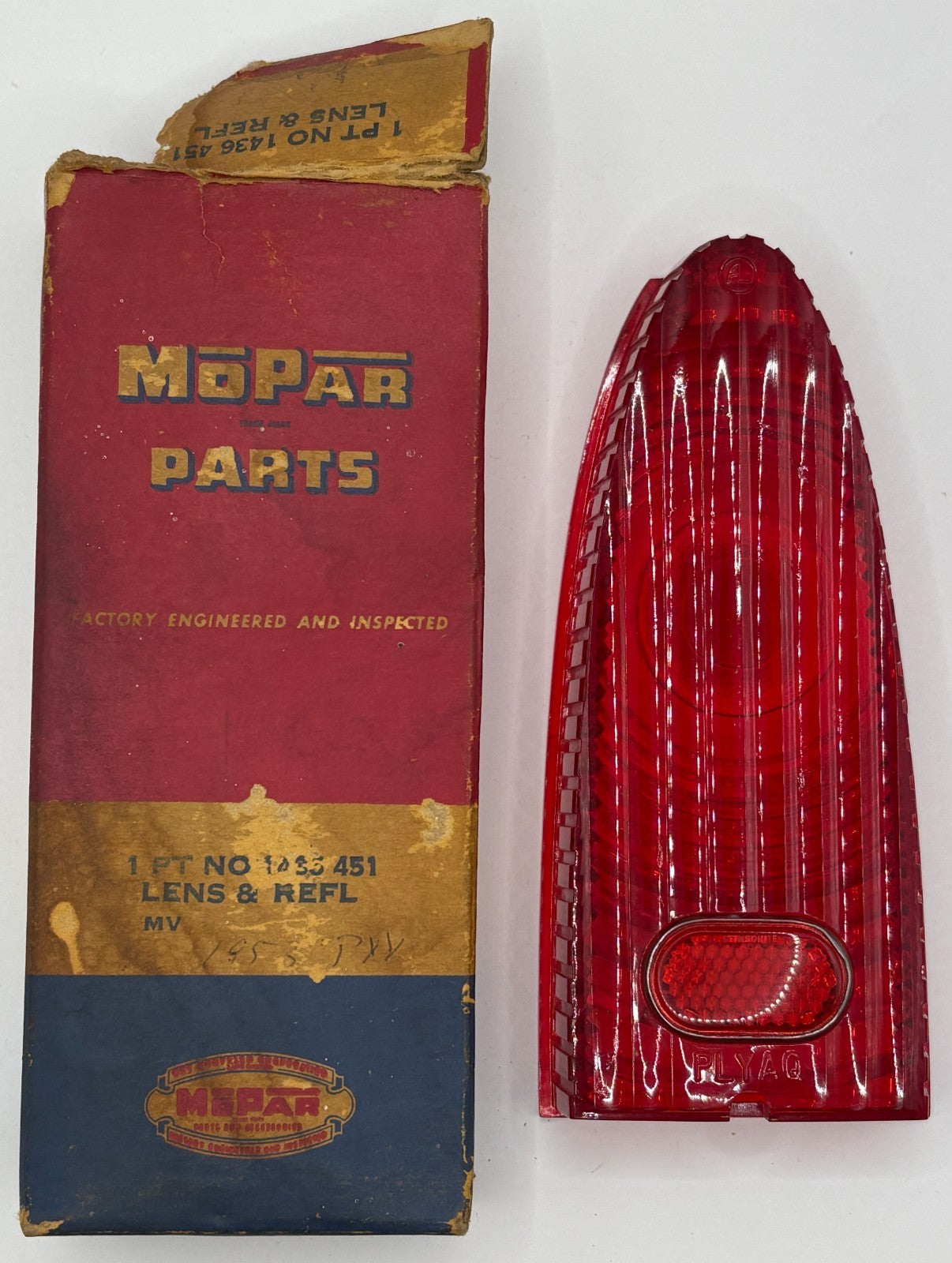 New Old Stock Tail Light Lens for 1953 Plymouth Early Production Models #1436451