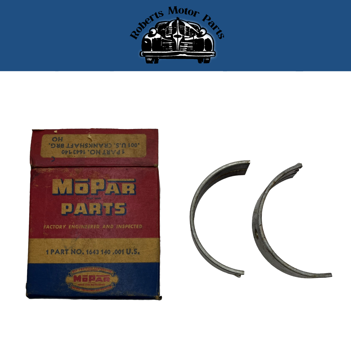New Old Stock Crankshaft Bearing #1 #2 #4 .001 U/S For 1958 Plymouth V8 #1643140