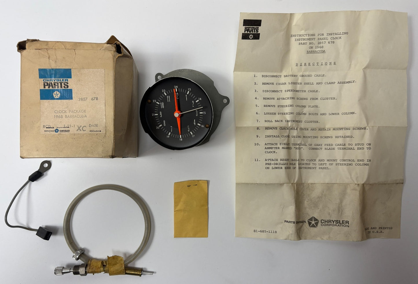 New Old Stock Dash Clock for 1968-70 A Body Rallye Dash Models Mopar #2857678