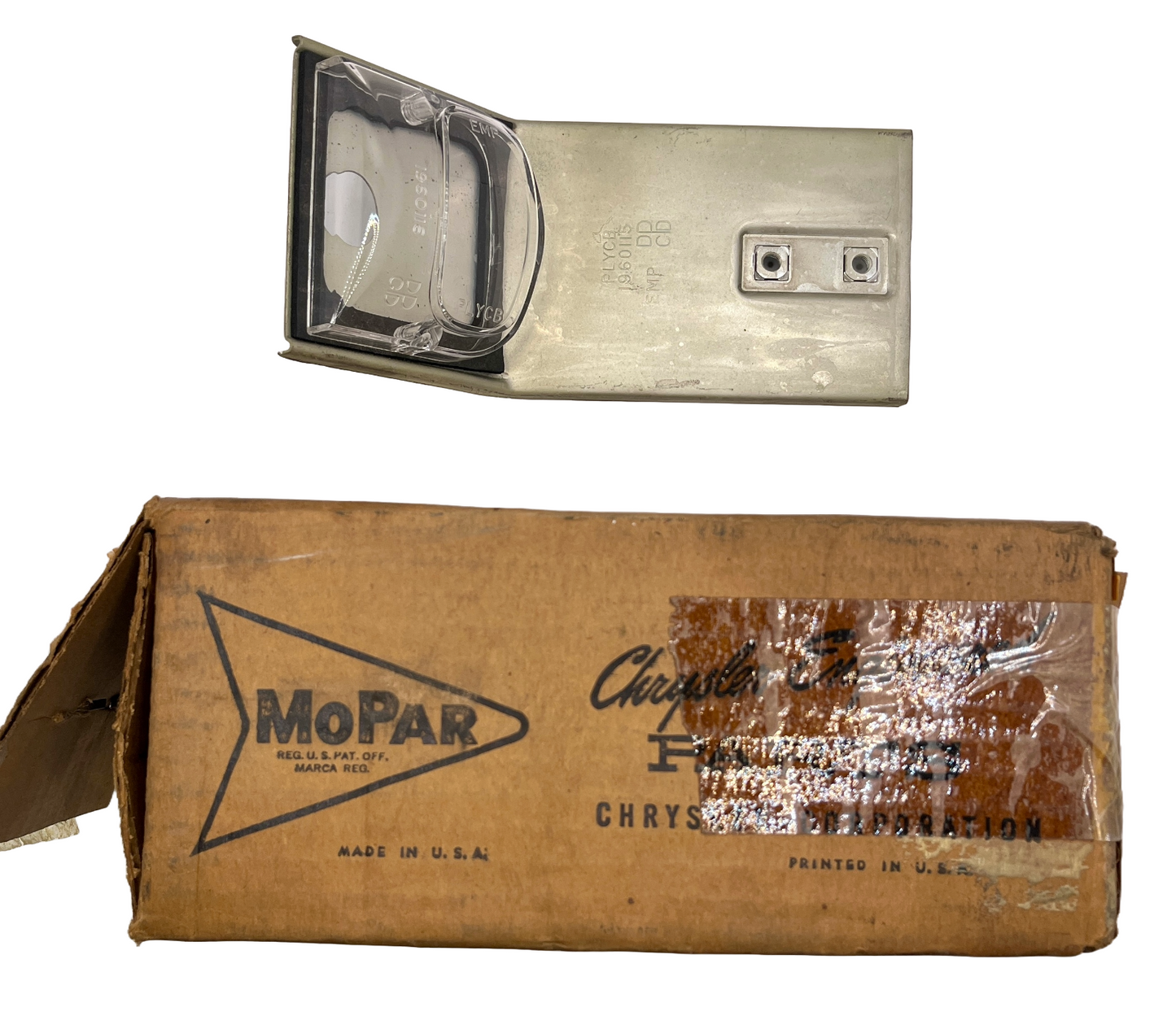 New Old Stock License Lamp With Bracket For 1961 Chrysler Wagon Models #1960118