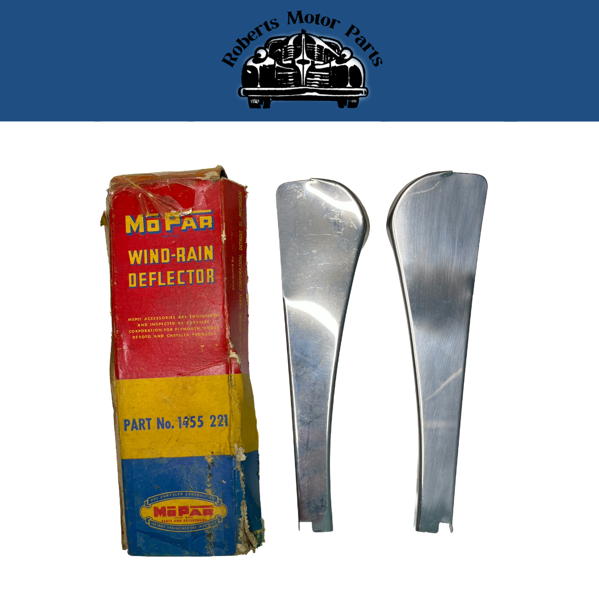 New Old Stock Wind Rain Deflector Pair For 1951-1952 Dodge Plymouth #1455221