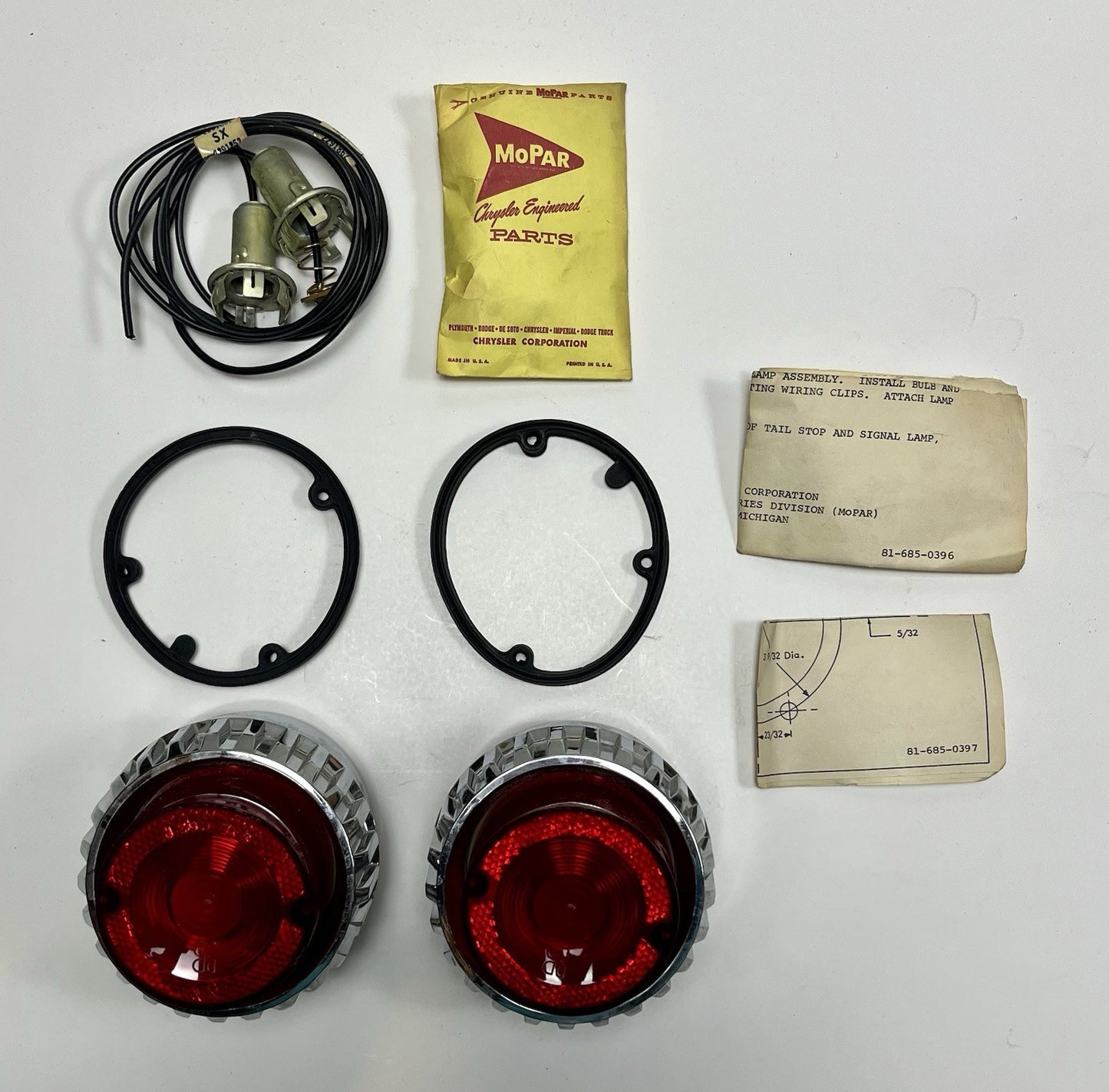 New Old Stock Tail Light Assembly Pair for 1962 Plymouth Fury Models #2421450