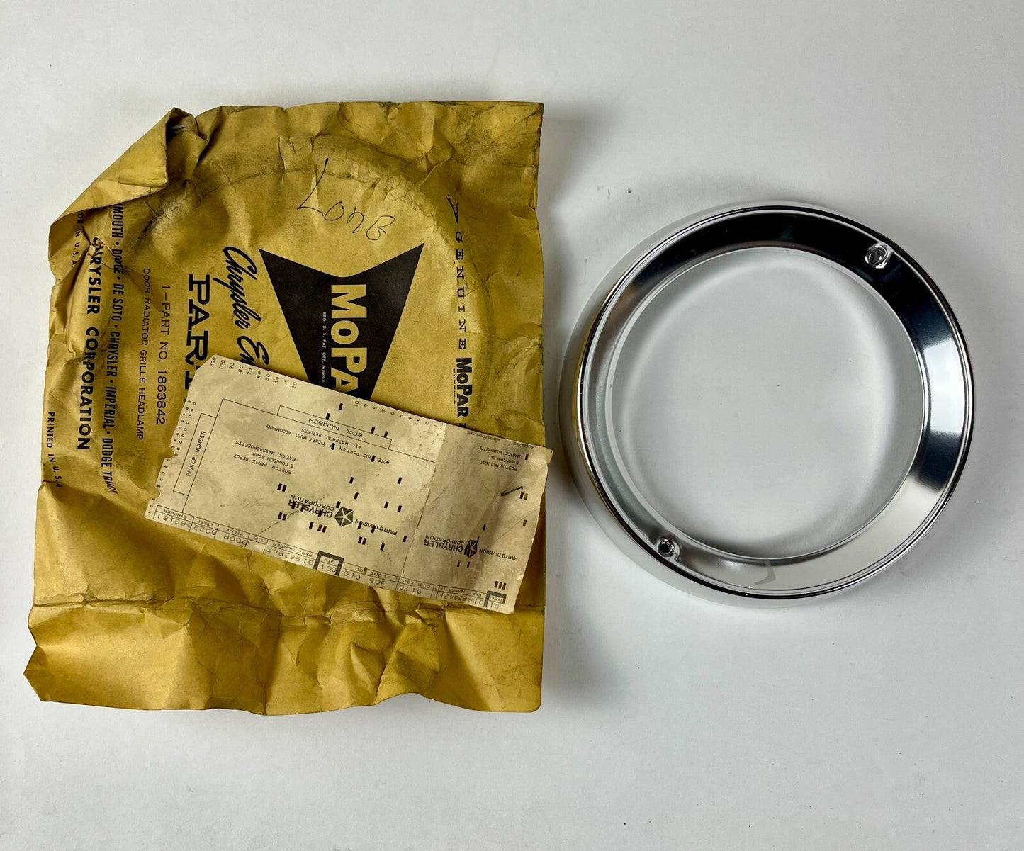 NOS Mopar Headlight Bezel 1960 Plymouth Models #1863842