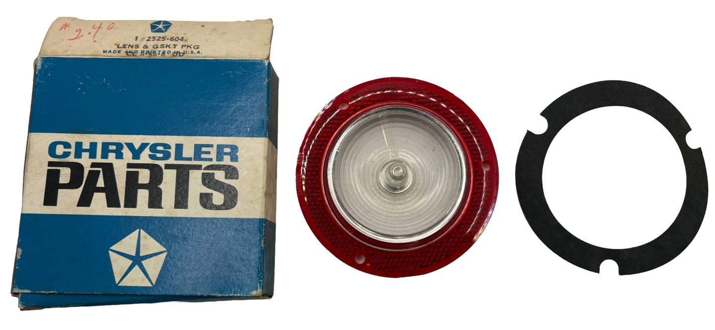 New Old Stock Back-Up Lamp Lens & Gasket Package for 1965 Valiant Wagon #2525604