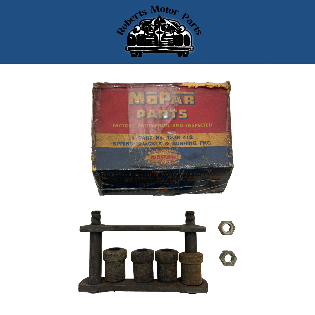 New Old Stock Rear Spring Shackle Bushing Package For 1940-1952 Mopar #1238412