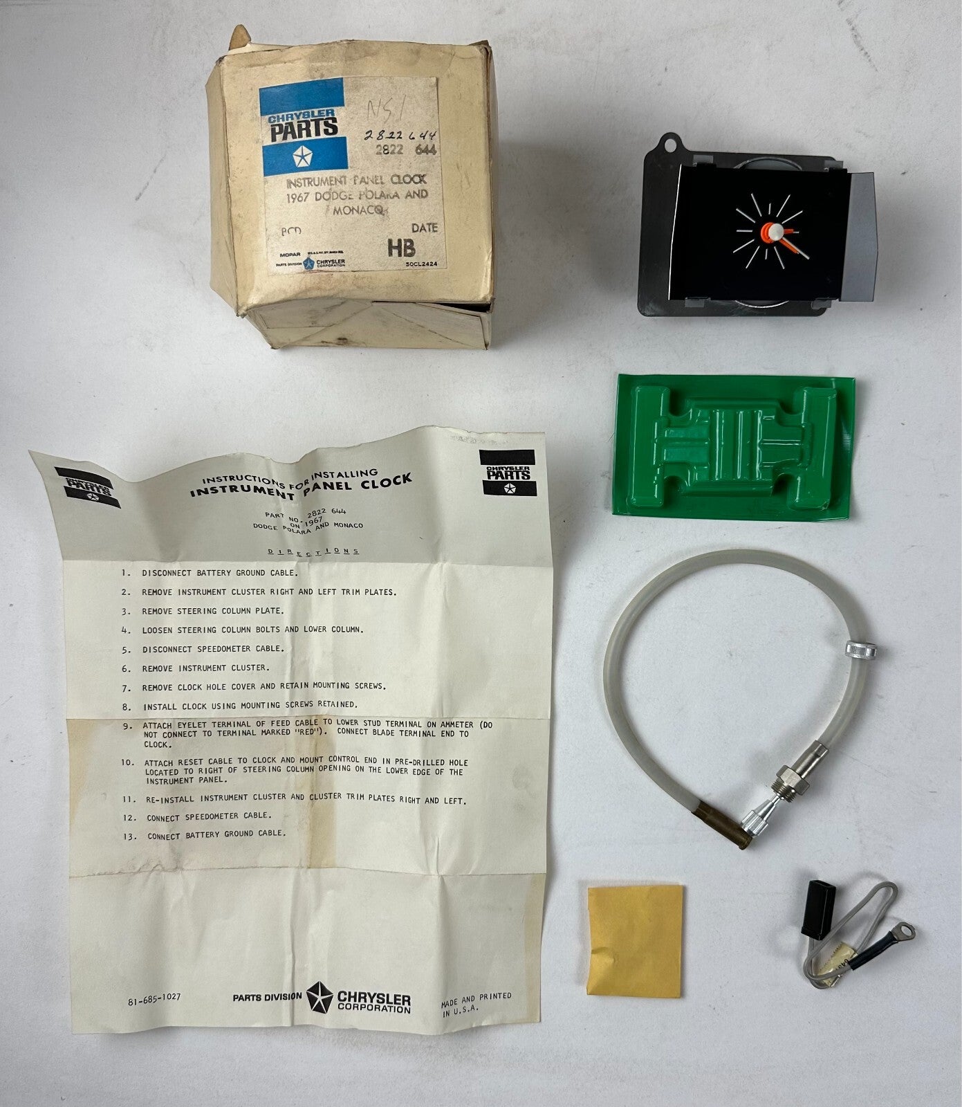 NOS Mopar Dash Clock 1967 Dodge C Body Models #2822644