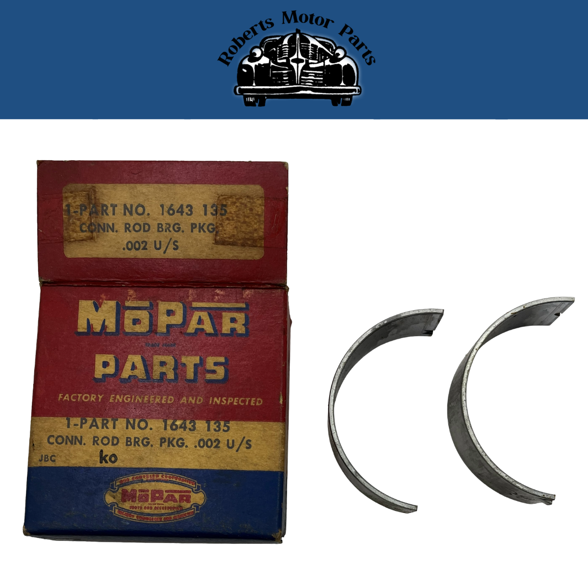 New Old Stock Connecting Rod Bearings .002 1956-1972 Mopar 273 318 360 #1643135
