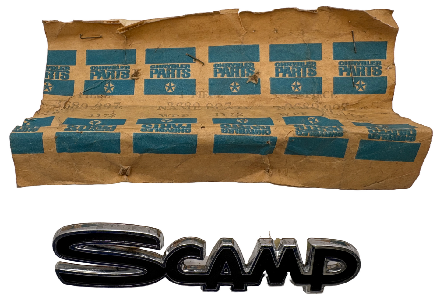 New Old Stock Trunk & Fender Nameplate for 1973-76 Plymouth Scamp #3680997