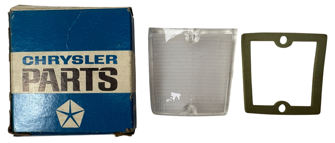 New Old Stock Right Back Up Light Lens w/ Gasket for 1966 Plymouth #2585053