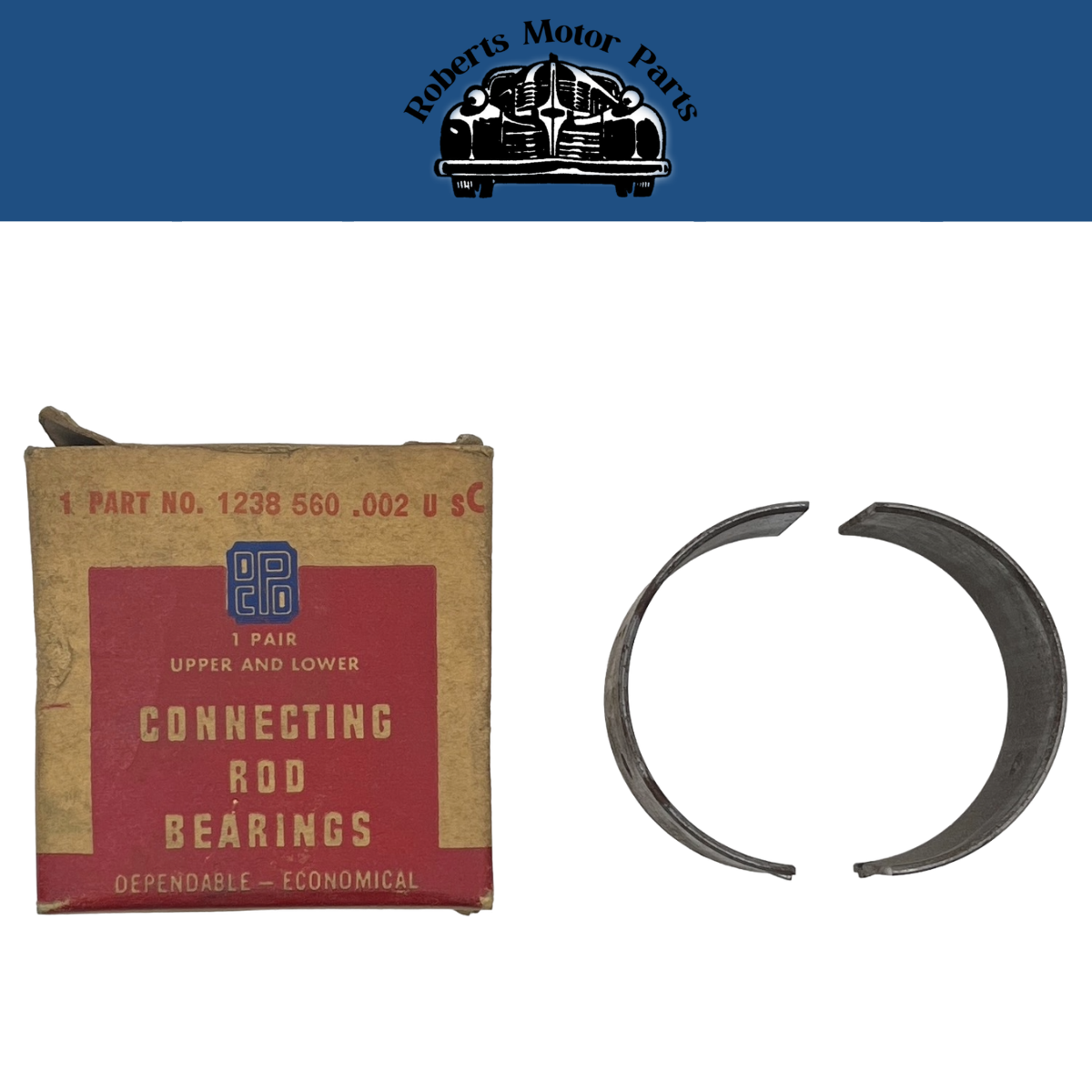 New Old Stock Connecting Rod Bearing Pair .002 Undersized 1937-54 Mopar #1238560
