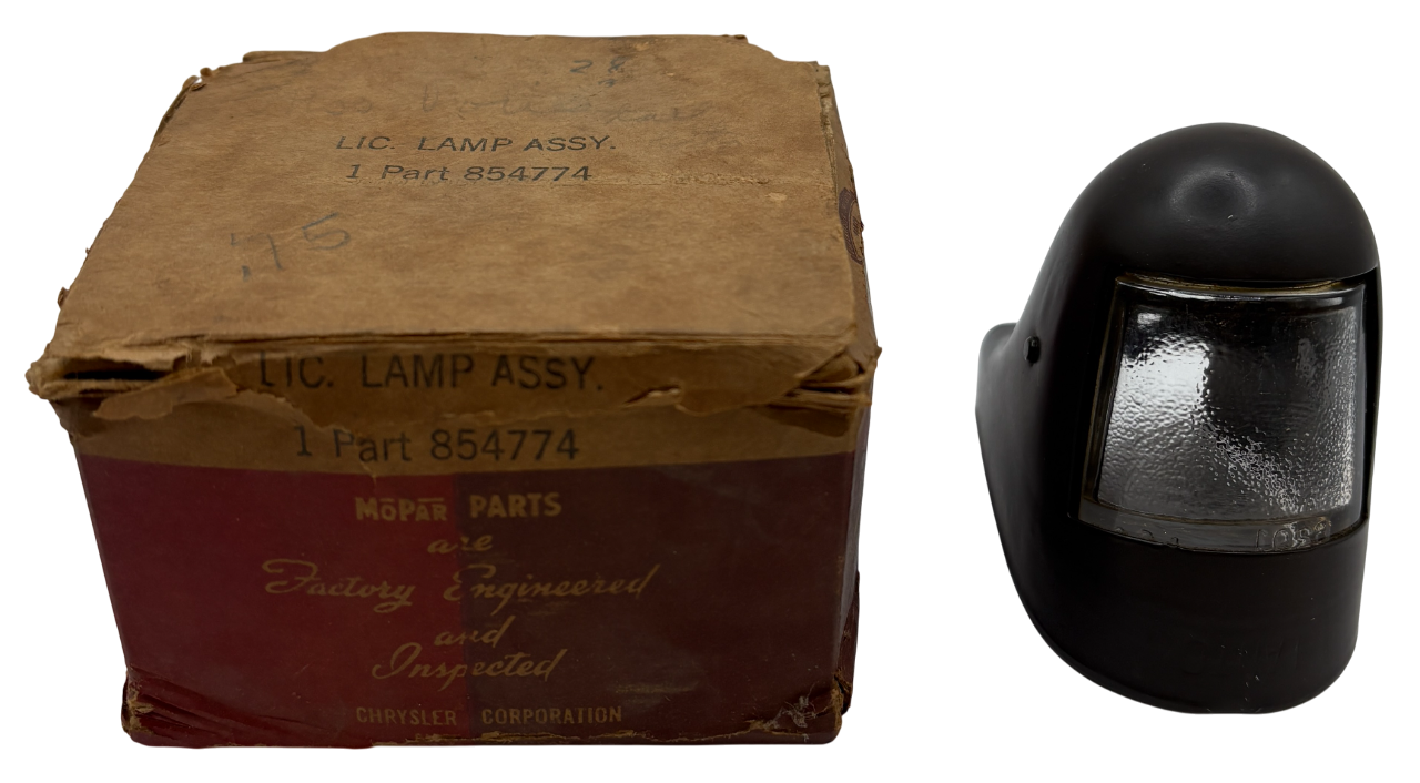 New Old Stock License Plate Lamp Lens w/ Housing Cover for 1940 Plymouth #854774