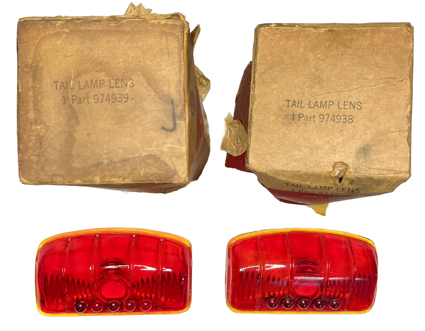 New Old Stock Tail Light Lenses For 1942 Plymouth P14 Coupe #974938 & 974939