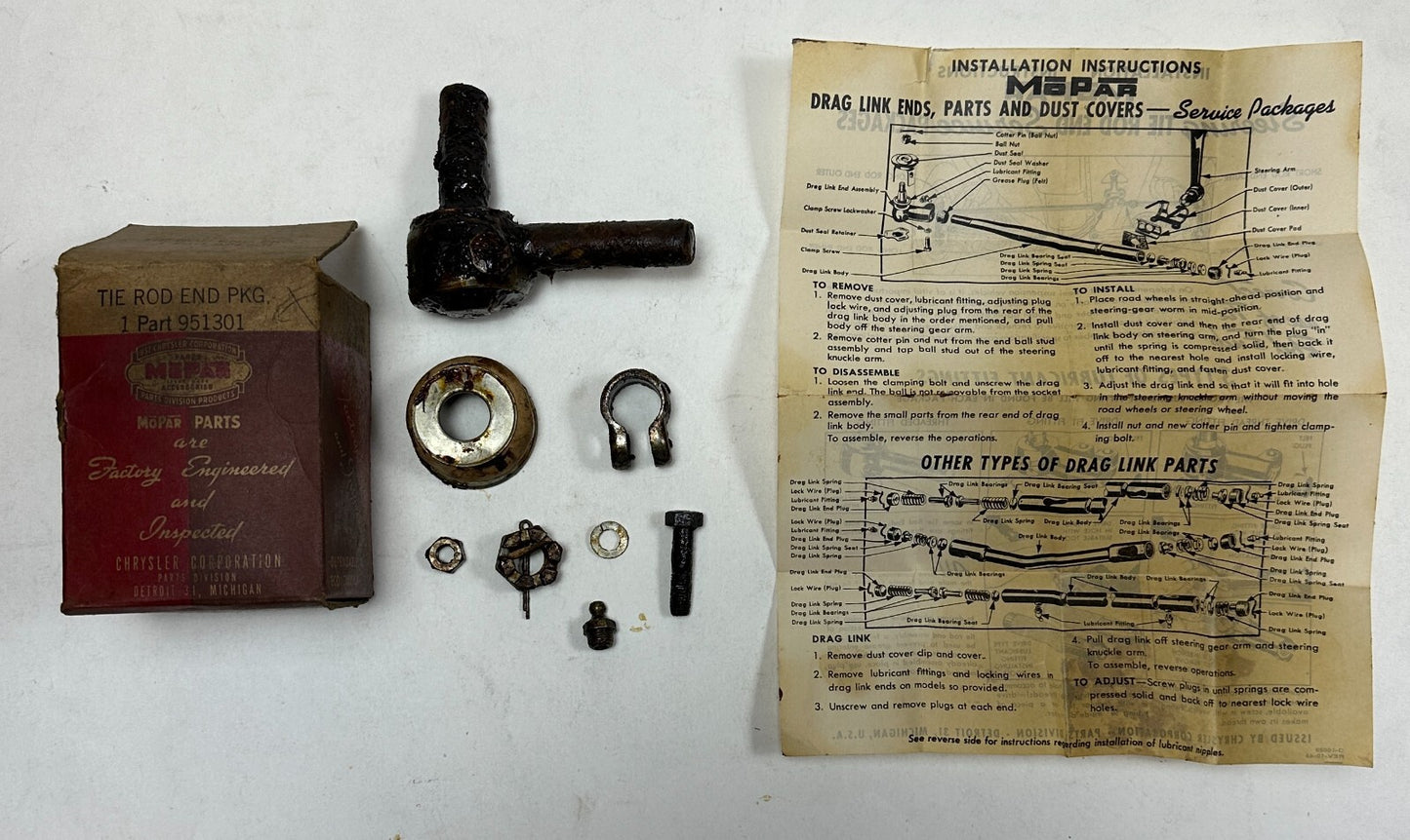 New Old Stock Outer Tie Rod for 1937-1942 Models Mopar #951301