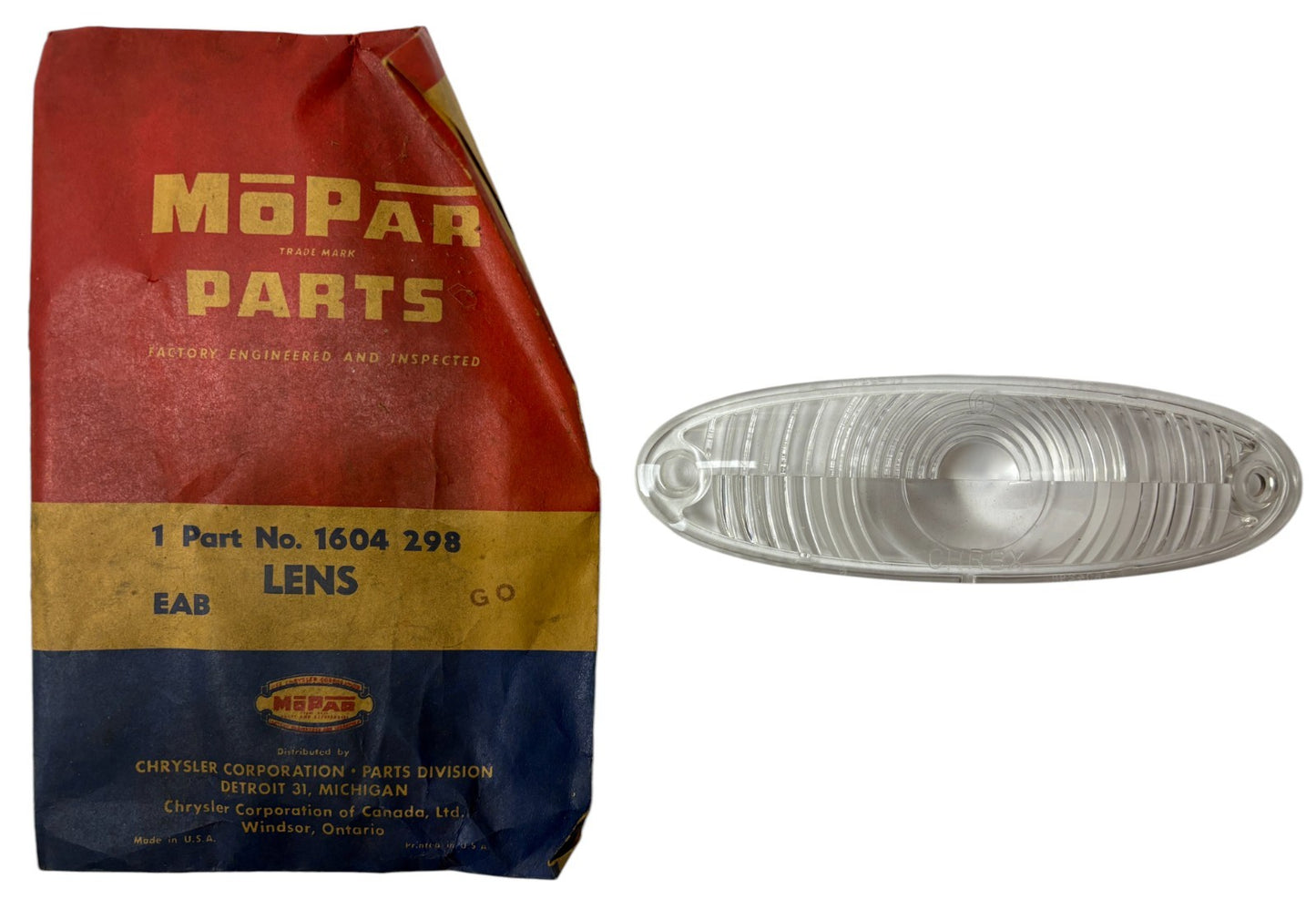 New Old Stock Back Up Lamp Light Clear Lens for 1955 Chrysler Models #1604298