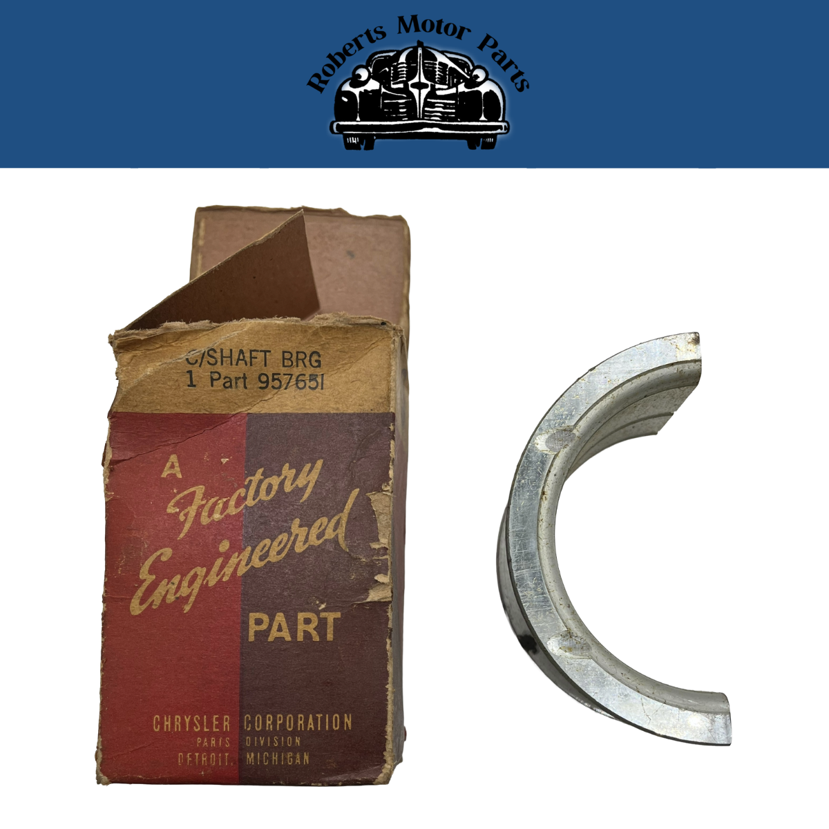 New Old Stock Main Bearing .002 Undersized For 1937-54 Mopar 6 Cyl Mopar #957651