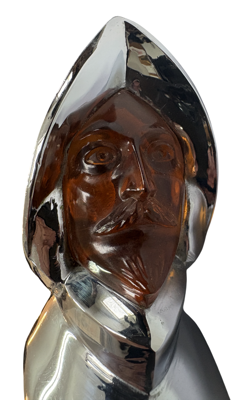New Old Stock Chrome Hood Ornament w/Amber Face For 1949-50 DeSoto #1335605