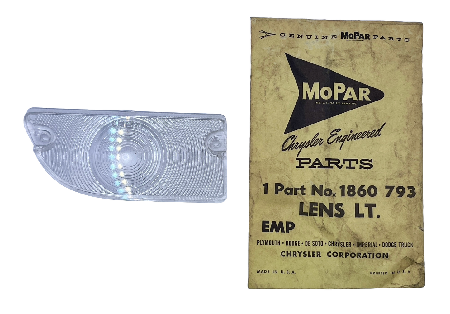 New Old Stock Left Back Up Light Lens for 1959 Chrysler Models Mopar #1860793