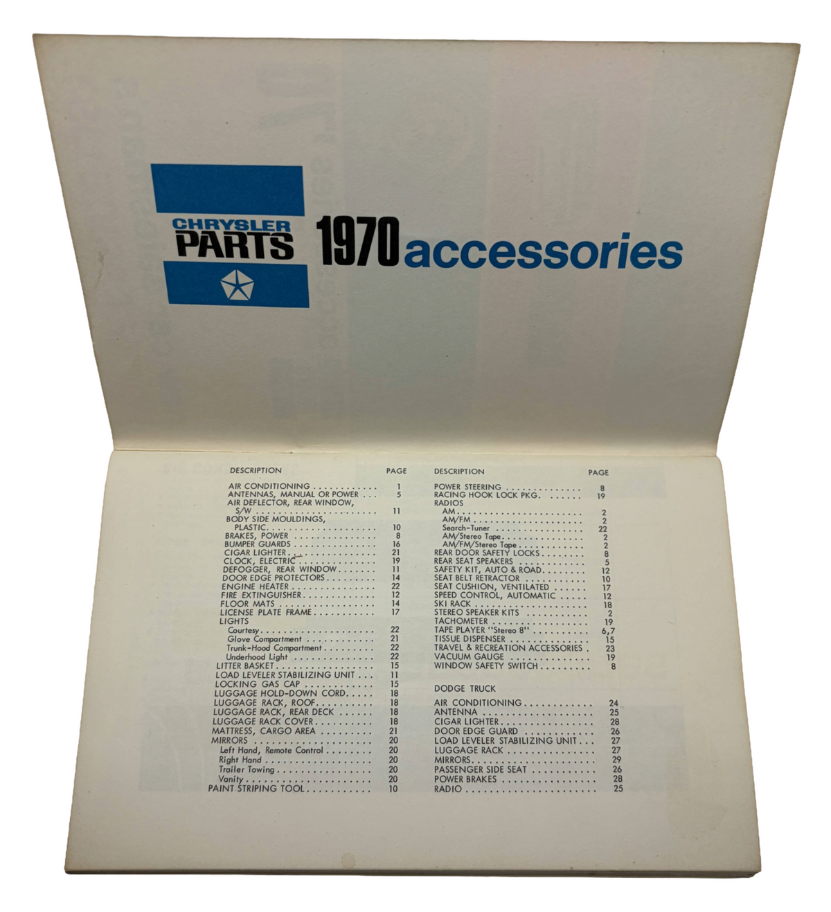1970 Chrysler Plymouth Dodge Accessories Salesman Pocket Price List 81-670-0371